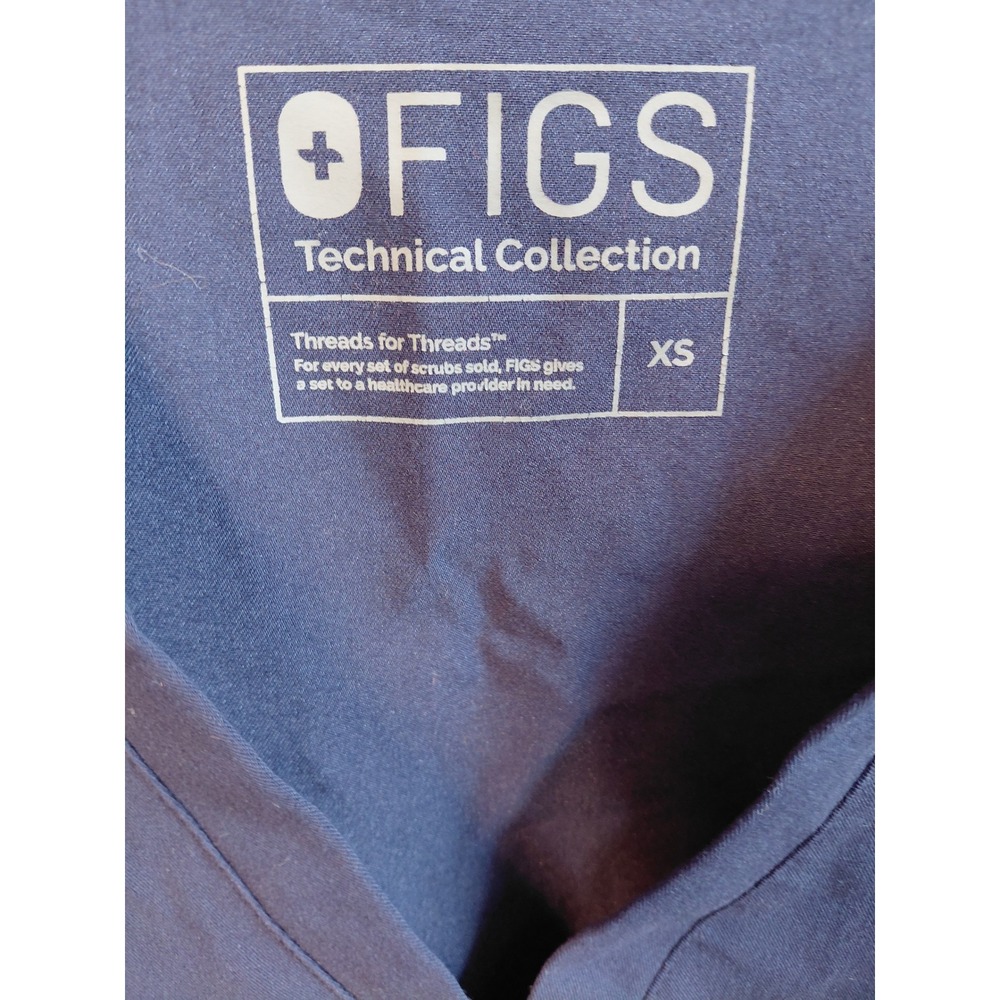 FIGS Technical Collection Navy Blue V Neck Scrub Top Women's XS - Picture 3 of 7